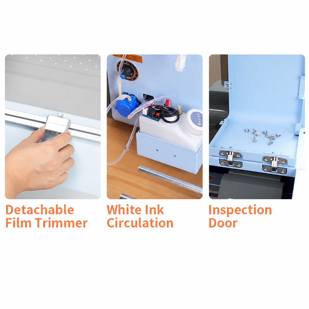 Impresora DTF M30 A3 30cm - Kit todo en uno con 6 botellas de tinta de 500ml película DTF de 0,3x100m, horno de curado y extractor de humos DTF