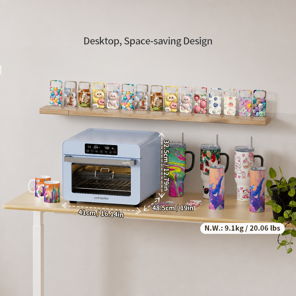Horno de Sublimación 3D VacPro 20L Formato A4 – Opciones Solo Horno, con Bandeja de Vacío(Preventa)