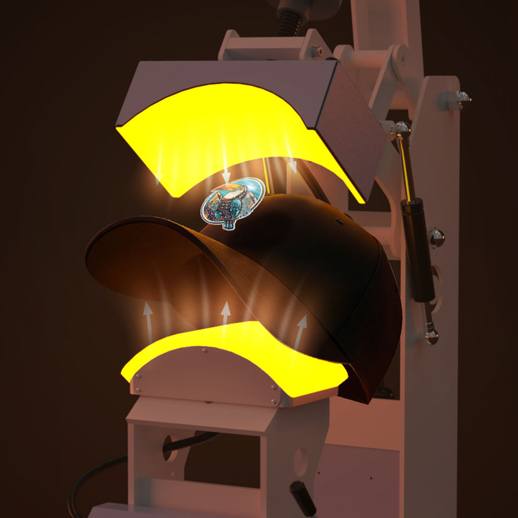 Plancha térmica 2 en 1 con calor superior e inferior para gorras y etiquetas