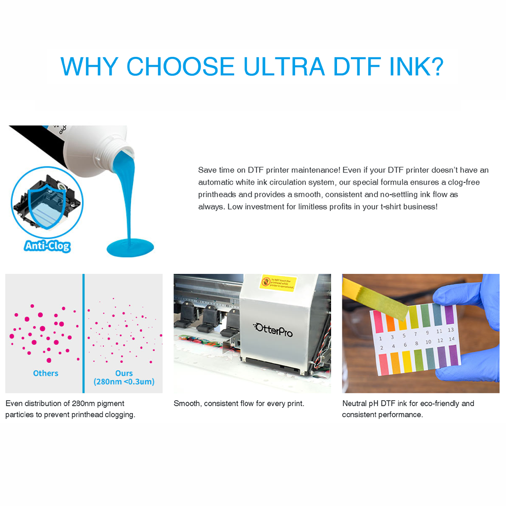 Juego de Tintas DTF y Tinta Blanca para Impresora M30 DTF (500ml / 1000ml)(Preventa)