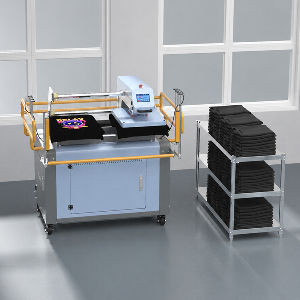 P16 Pro Double-Station Pneumatic Heat Press with Integrated 30L Air Compressor – 40x50 cm or 40x60 cm Models (Side Laser / Top Laser)