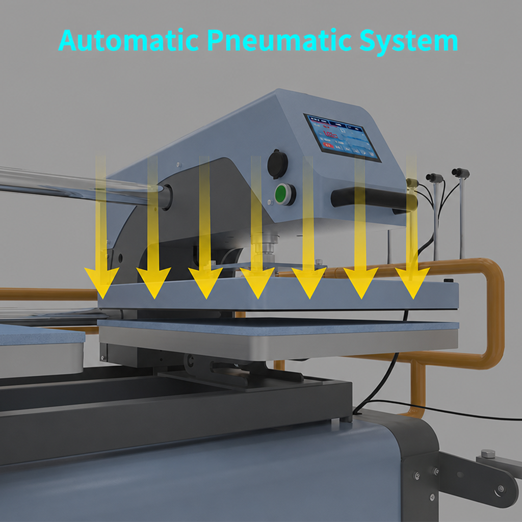 P16 Pro Double-Station Pneumatic Heat Press with Integrated 30L Air Compressor – 40x50 cm or 40x60 cm Models (Side Laser / Top Laser)