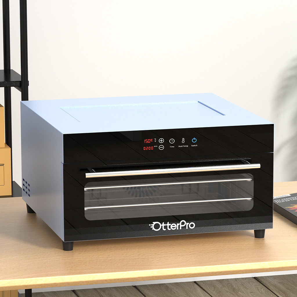 Three-tier A3 DTF curing oven, smokeless (integrated smoke extractor)