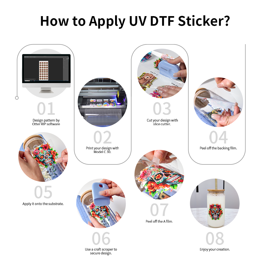 Juego de tintas UV DTF6 botellas de 500ml CMYBWV