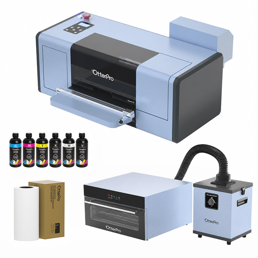 Impresora DTF M30 A3 30cm - Kit todo en uno con 6 botellas de tinta de 500ml película DTF de 0,3x100m, horno de curado y extractor de humos DTF